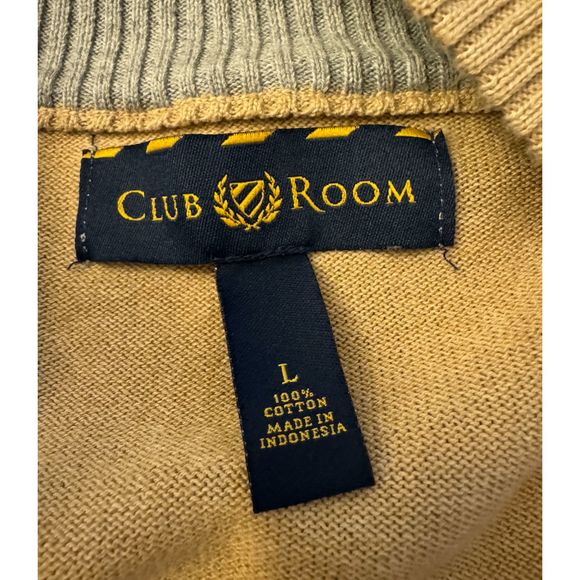 Men's Club Room Khaki Zip Front Ribbed Pocketed Sweater - Sz L - Picture 11 of 11
